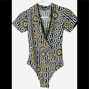 Black/Gold Versace look bodysuit
